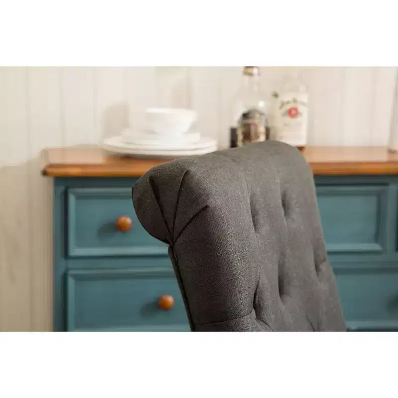Chaise de salle à manger Parsons capitonnée en bois massif, anthracite, lot de 2