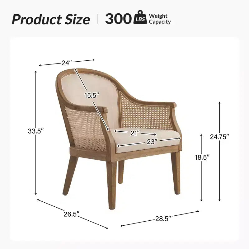 Fauteuil en rotin style ferme avec structure en bois massif