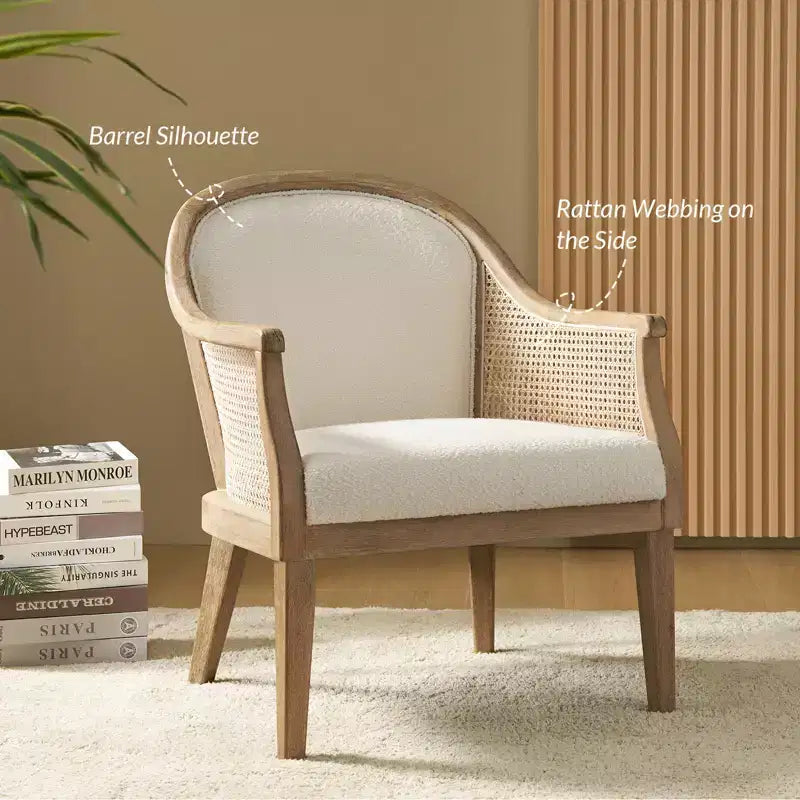 Fauteuil en rotin style ferme avec structure en bois massif
