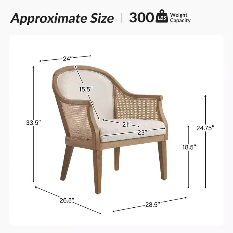 Fauteuil en rotin style ferme avec structure en bois massif
