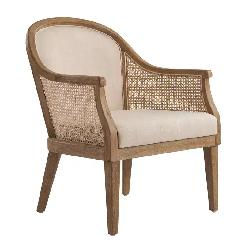 Fauteuil en rotin style ferme avec structure en bois massif