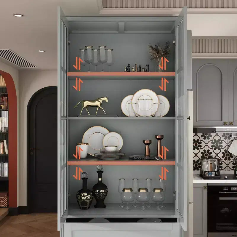 Vitrine bibliothèque avec porte vitrée et tiroirs de 80 cm de large