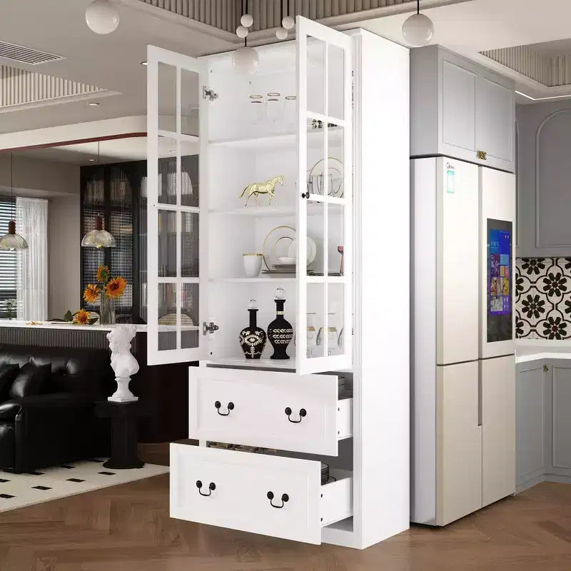 Vitrine bibliothèque avec porte vitrée et tiroirs de 80 cm de large