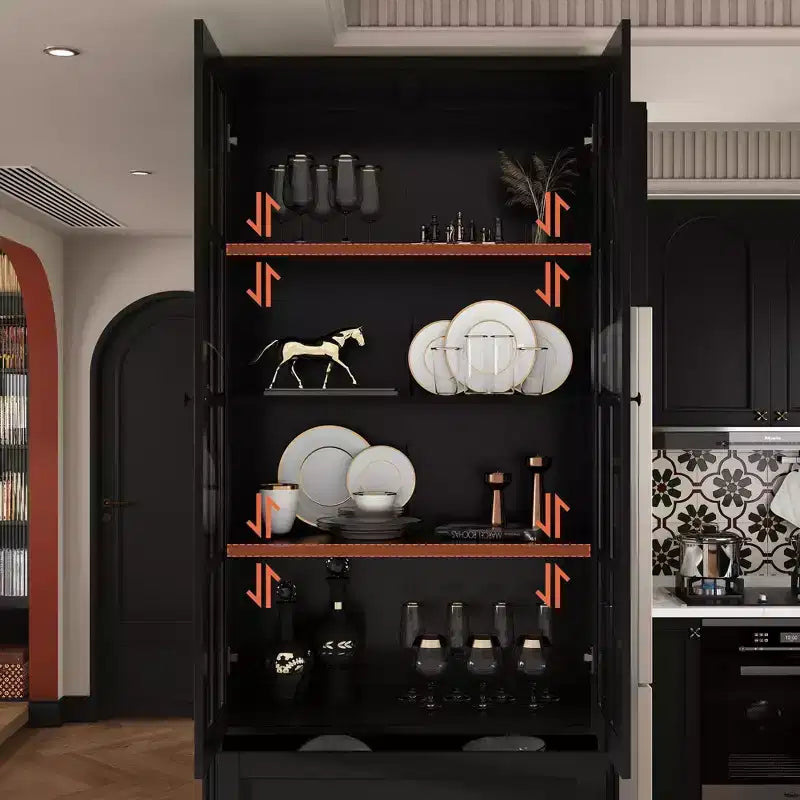 Vitrine bibliothèque avec porte vitrée et tiroirs de 80 cm de large