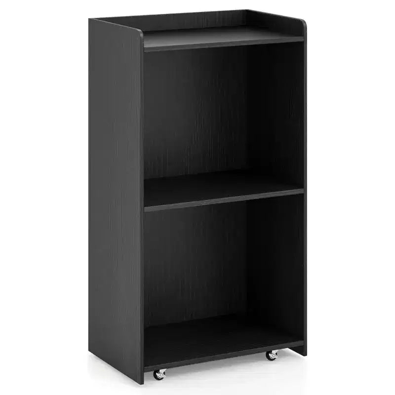 Costway 41 Presentation Podium with 2 Storage Shelves Laptop Computer Cart 4 Casters Black/White