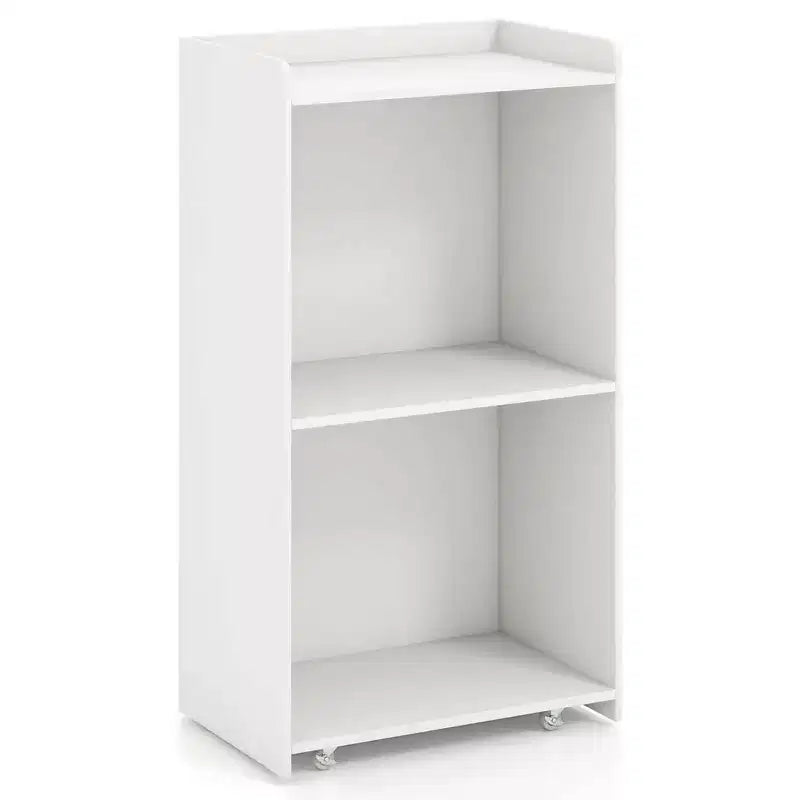 Pupitre de présentation de 104 cm avec 2 étagères de rangement, un support pour ordinateur portable et 4 roulettes pivotantes