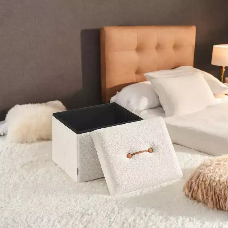 Petit pouf de rangement pliant avec espace de rangement dissimulé