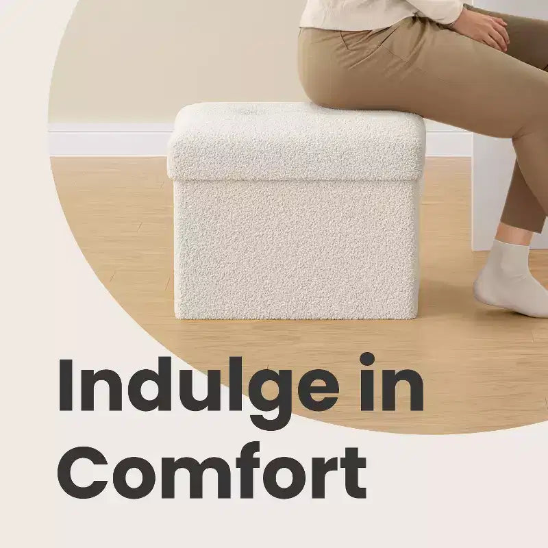 Petit pouf de rangement pliant avec espace de rangement dissimulé