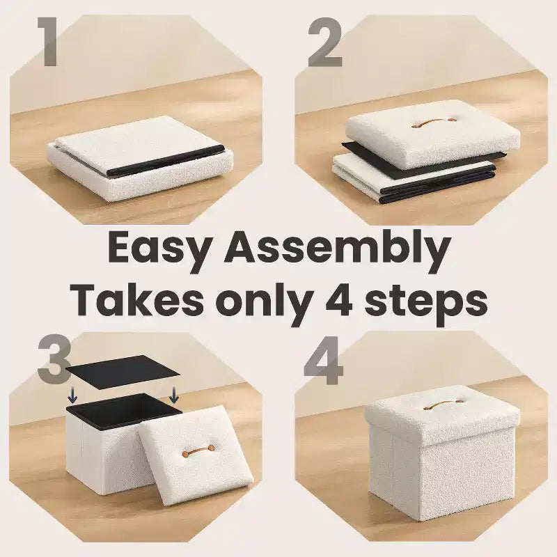 Petit pouf de rangement pliant avec espace de rangement dissimulé
