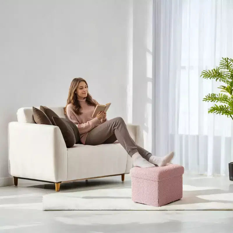 Petit pouf de rangement pliant avec espace de rangement dissimulé