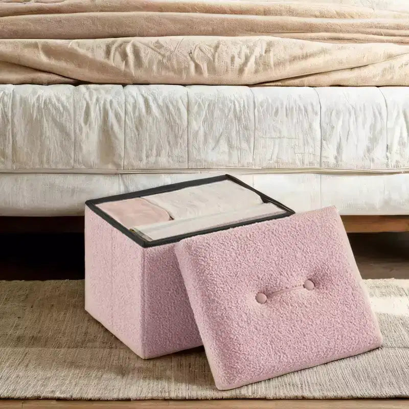 Petit pouf de rangement pliant avec espace de rangement dissimulé