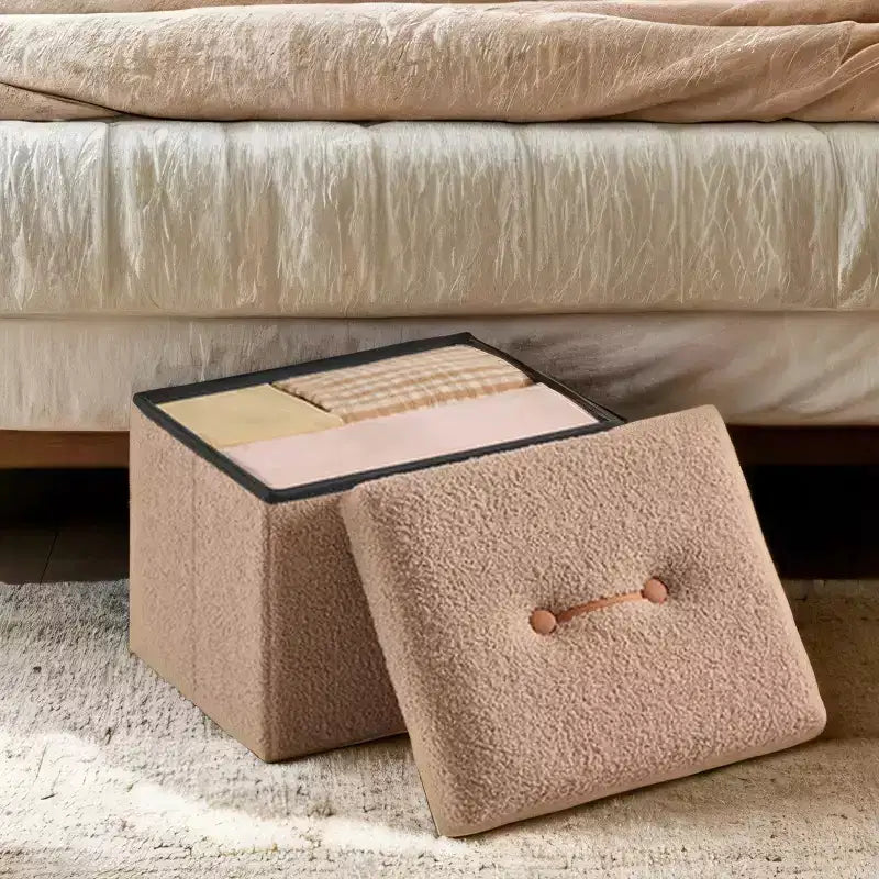 Petit pouf de rangement pliant avec espace de rangement dissimulé