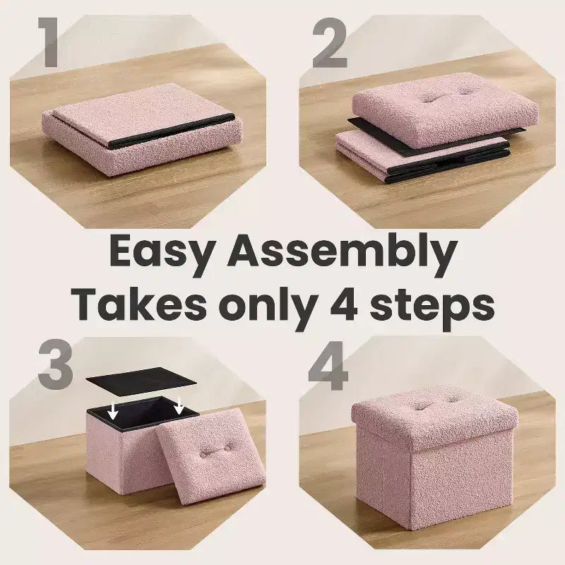 Petit pouf de rangement pliant avec espace de rangement dissimulé