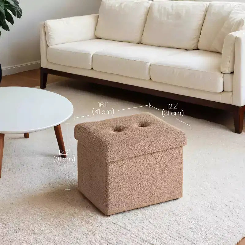 Petit pouf de rangement pliant avec espace de rangement dissimulé