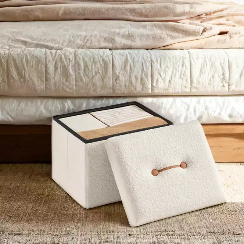 Petit pouf de rangement pliant avec espace de rangement dissimulé