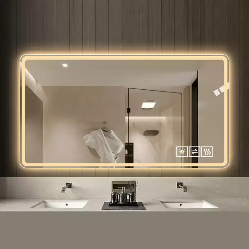 Miroir de salle de bain LED avec éclairage dimmable, mural