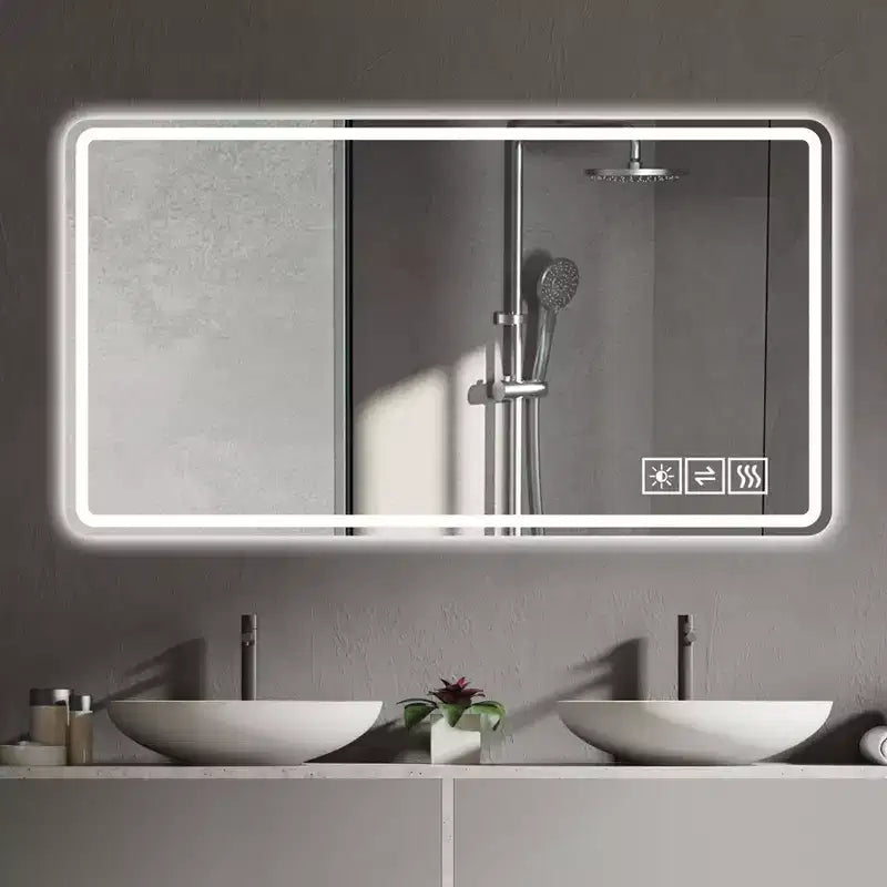 Miroir de salle de bain LED avec éclairage dimmable, mural