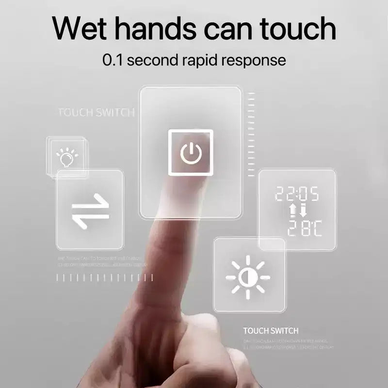 Miroir de salle de bain LED avec éclairage dimmable, mural