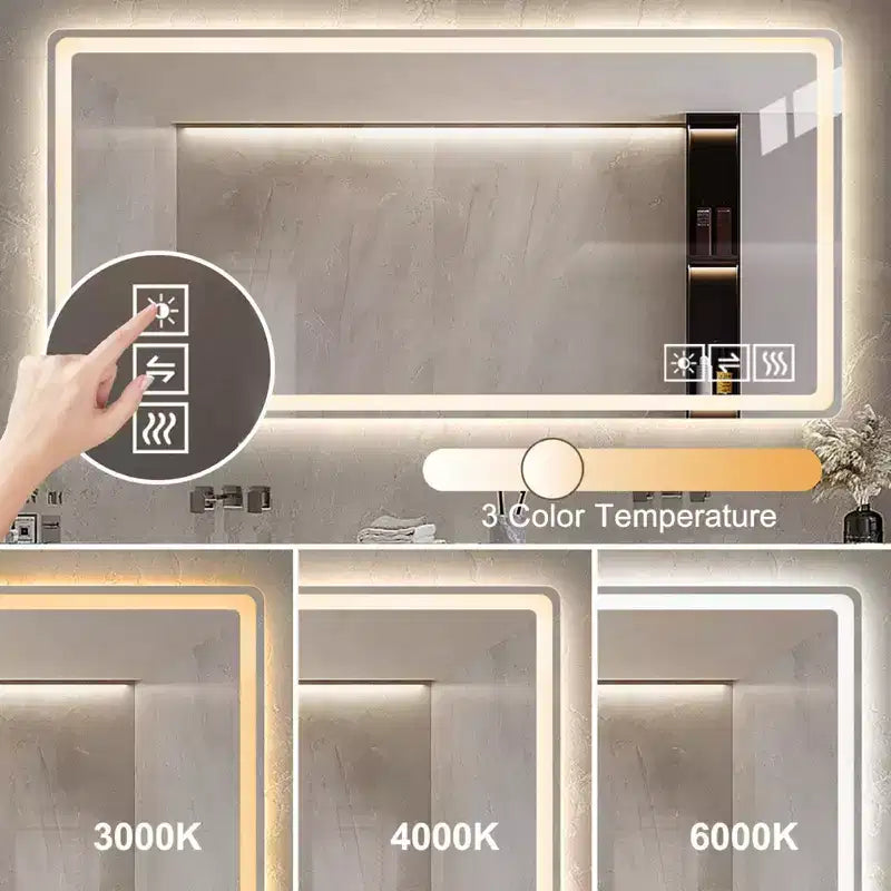 Miroir de salle de bain LED avec éclairage dimmable, mural