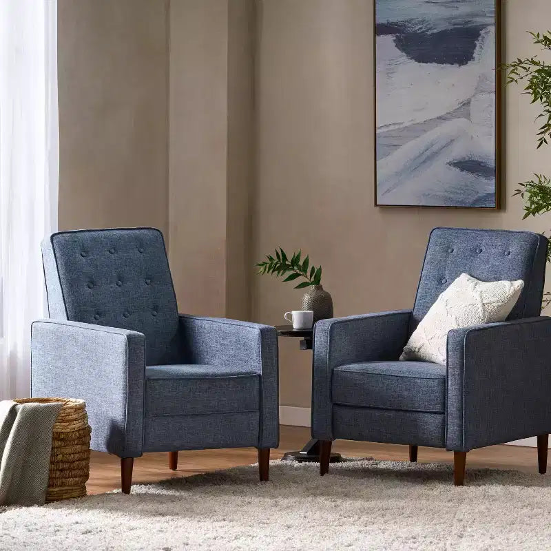 Lot de 2 fauteuils inclinables capitonnés du milieu du siècle