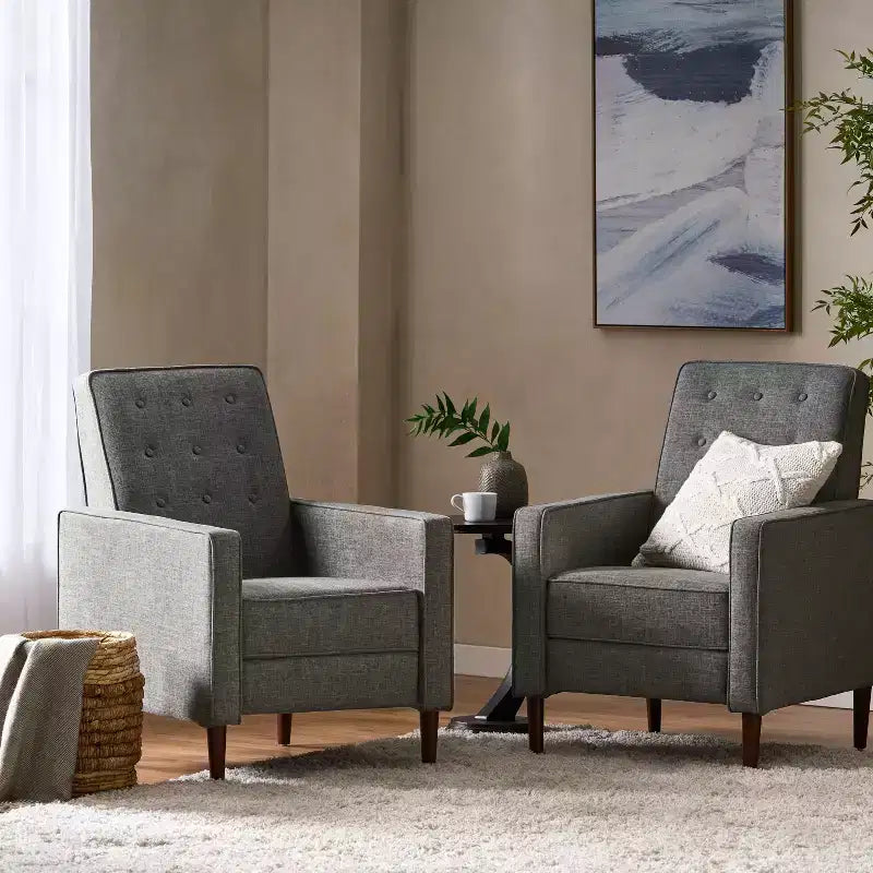Lot de 2 fauteuils inclinables capitonnés du milieu du siècle