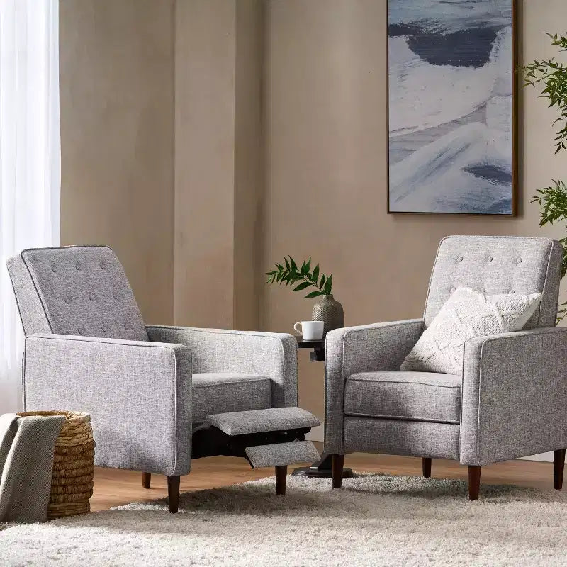 Lot de 2 fauteuils inclinables capitonnés du milieu du siècle