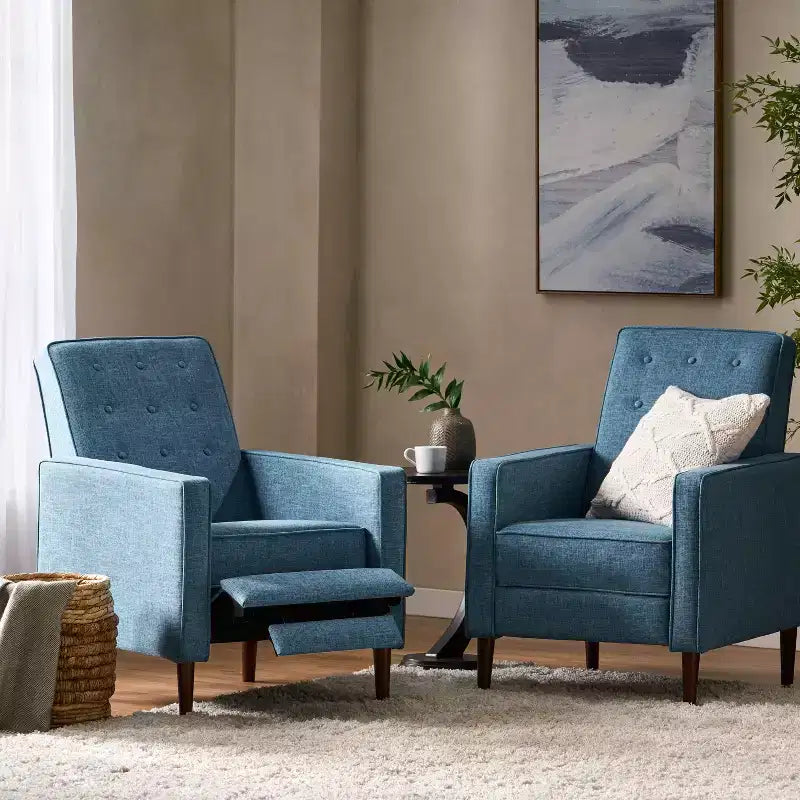 Lot de 2 fauteuils inclinables capitonnés du milieu du siècle