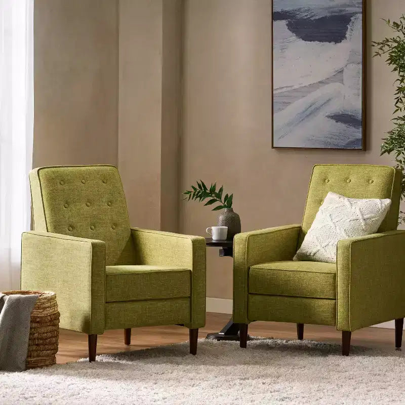 Lot de 2 fauteuils inclinables capitonnés du milieu du siècle