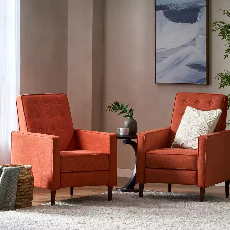 Lot de 2 fauteuils inclinables capitonnés du milieu du siècle
