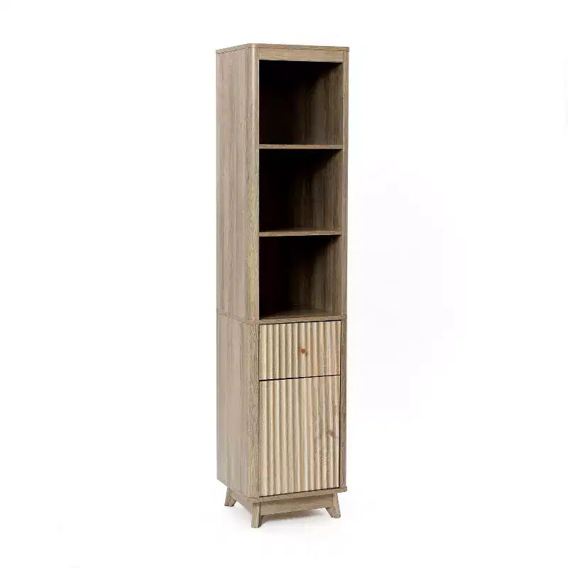 Meuble colonne de salle de bain haut avec tiroir et porte