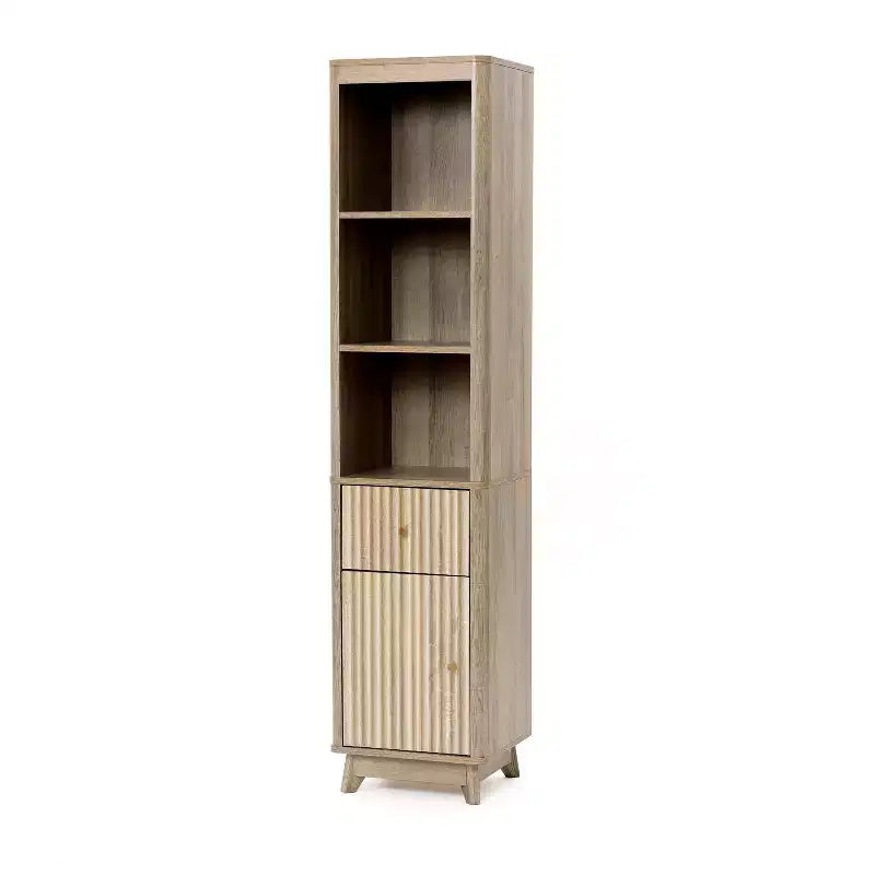 Meuble colonne de salle de bain haut avec tiroir et porte