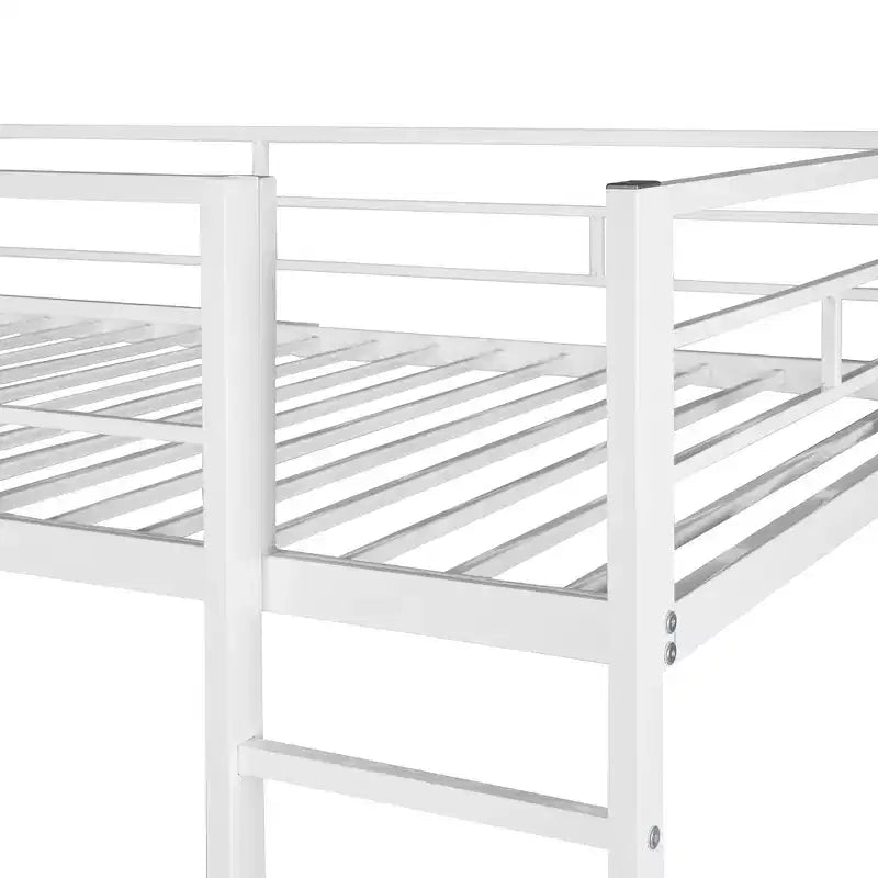 Lit mezzanine double en métal avec bureau, étagère et échelle intégrés