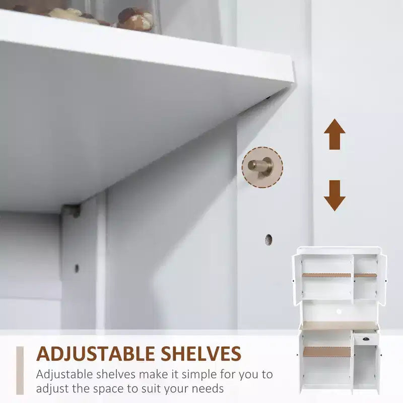 Buffet 71" avec vaisselier, armoire de rangement de cuisine avec comptoir, tiroir et placard