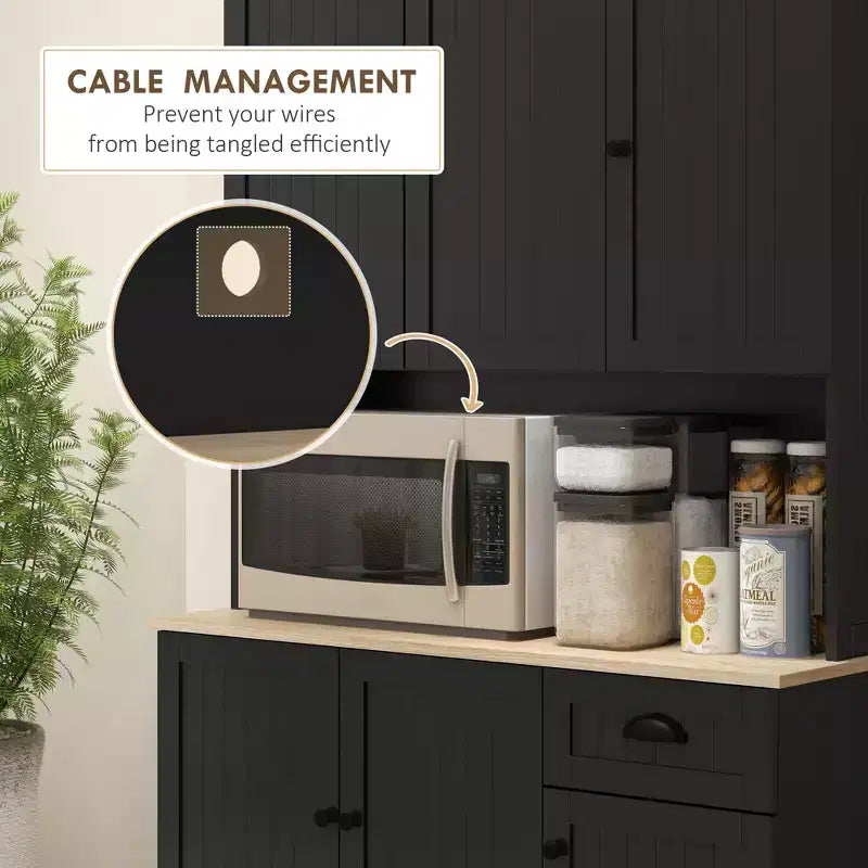 Buffet 71" avec vaisselier, armoire de rangement de cuisine avec comptoir, tiroir et placard