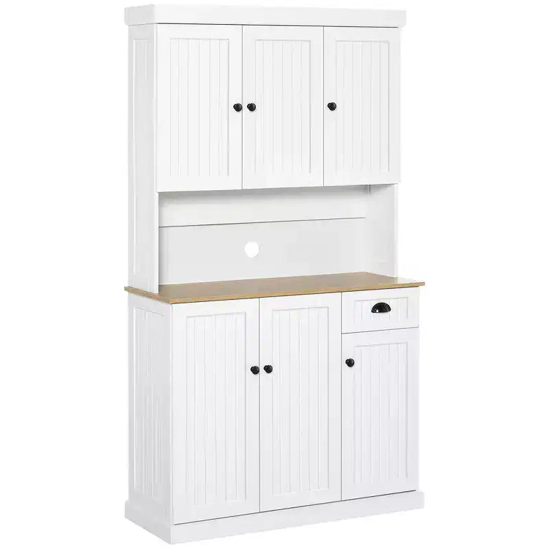 Buffet 71" avec vaisselier, armoire de rangement de cuisine avec comptoir, tiroir et placard