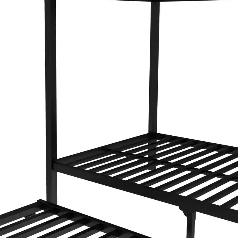 Lit superposé Twin XL sur Twin XL avec lit gigogne, cadre en métal robuste, garde-corps, silencieux, noir