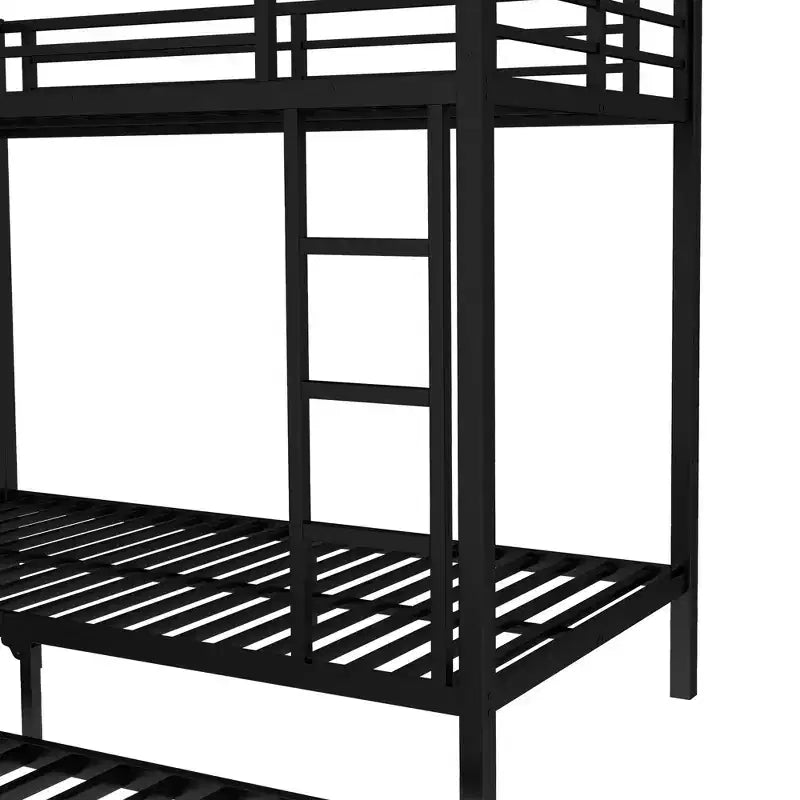 Lit superposé Twin XL sur Twin XL avec lit gigogne, cadre en métal robuste, garde-corps, silencieux, noir