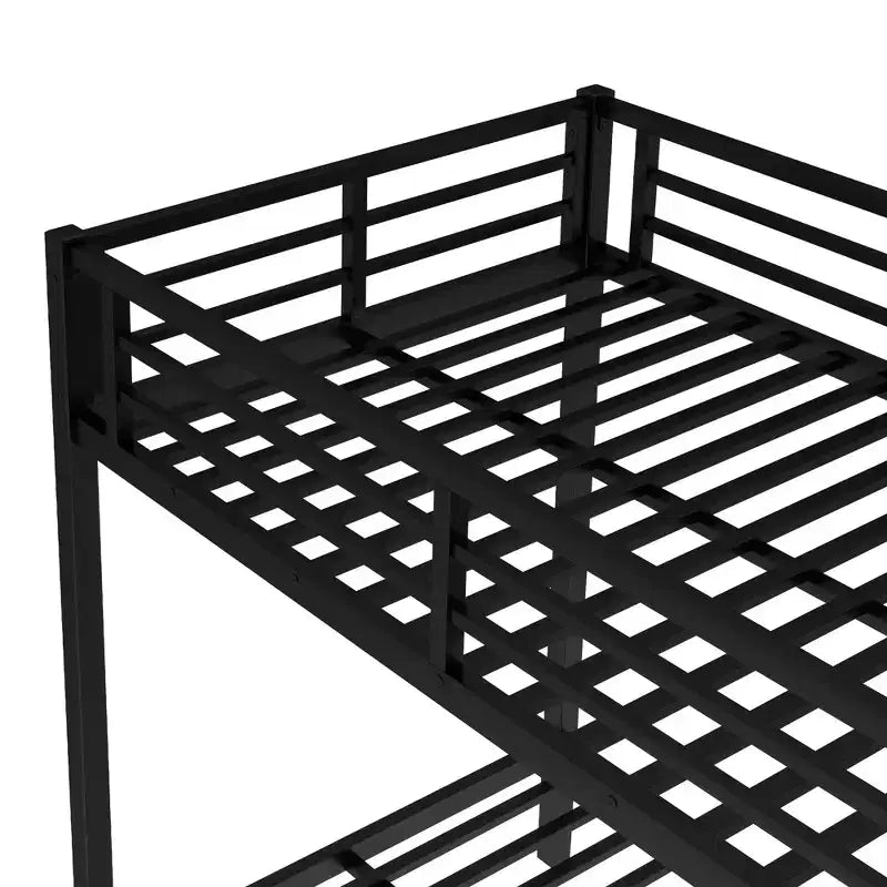 Lit superposé Twin XL sur Twin XL avec lit gigogne, cadre en métal robuste, garde-corps, silencieux, noir