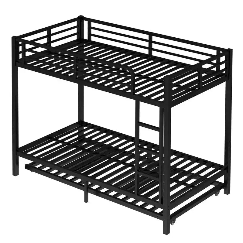 Lit superposé Twin XL sur Twin XL avec lit gigogne, cadre en métal robuste, garde-corps, silencieux, noir