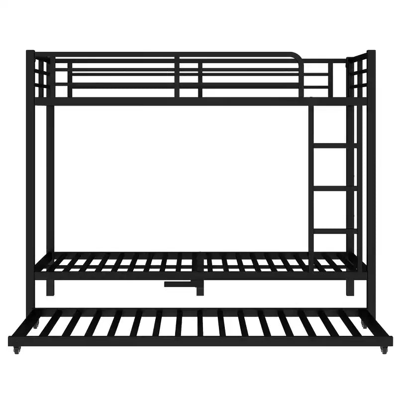 Lit superposé Twin XL sur Twin XL avec lit gigogne, cadre en métal robuste, garde-corps, silencieux, noir