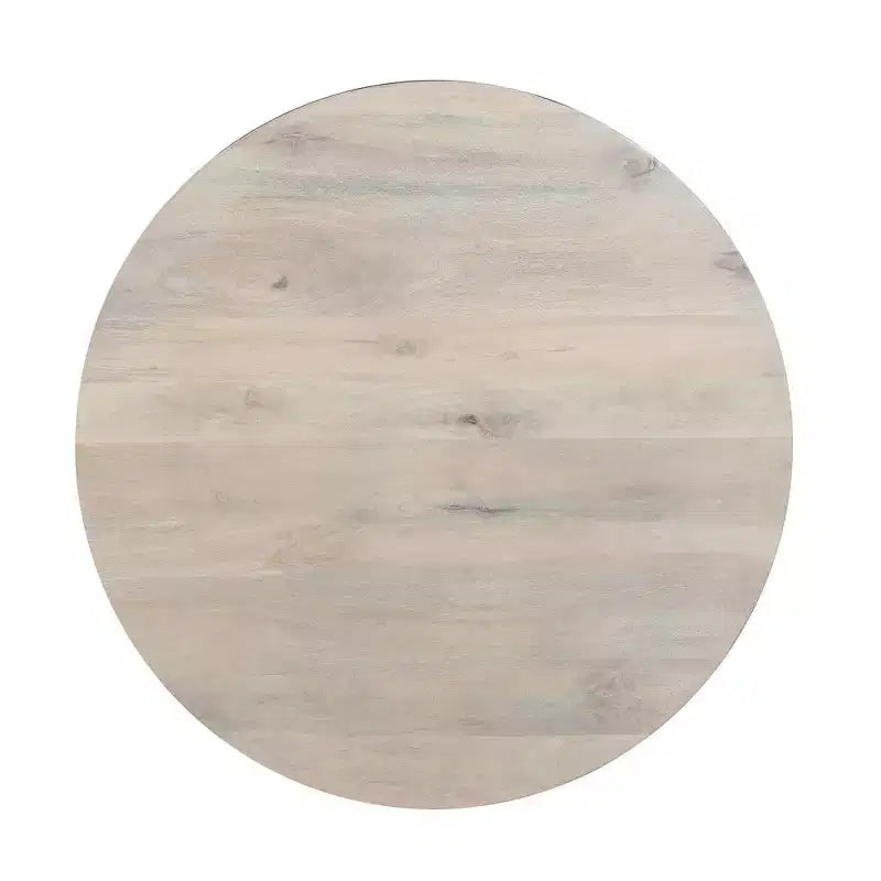 Table basse ronde de 94 cm en bois de manguier avec rangement, blanc