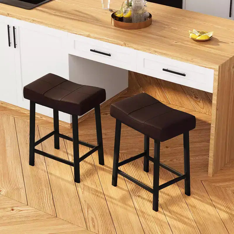 Tabourets de Bar Lot de 4, Tabourets de Bar Rembourrés Hauteur Comptoir 61 cm avec Assise Courbe