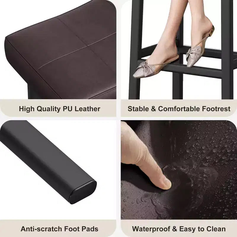 Tabourets de Bar Lot de 4, Tabourets de Bar Rembourrés Hauteur Comptoir 61 cm avec Assise Courbe