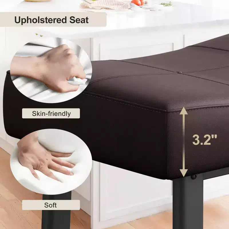 Tabourets de Bar Lot de 4, Tabourets de Bar Rembourrés Hauteur Comptoir 61 cm avec Assise Courbe