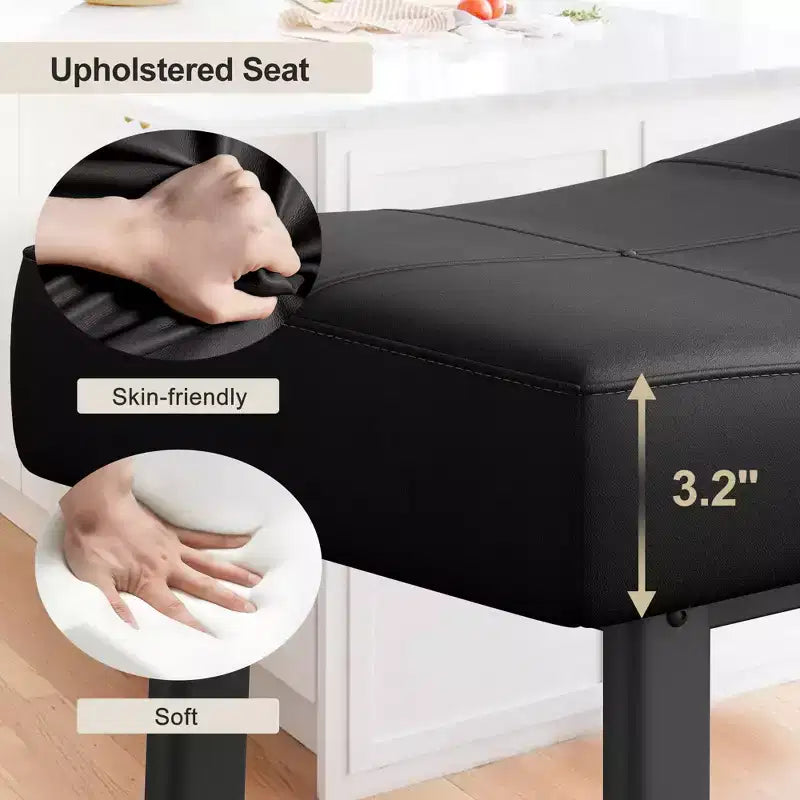 Tabourets de Bar Lot de 4, Tabourets de Bar Rembourrés Hauteur Comptoir 61 cm avec Assise Courbe