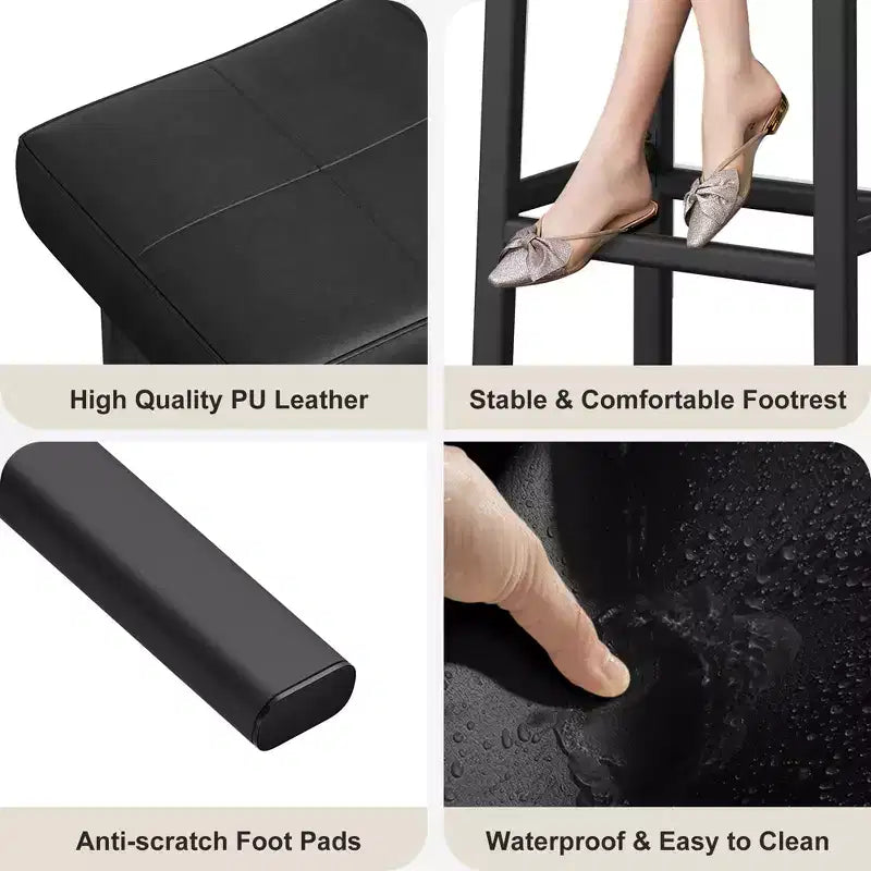 Tabourets de Bar Lot de 4, Tabourets de Bar Rembourrés Hauteur Comptoir 61 cm avec Assise Courbe