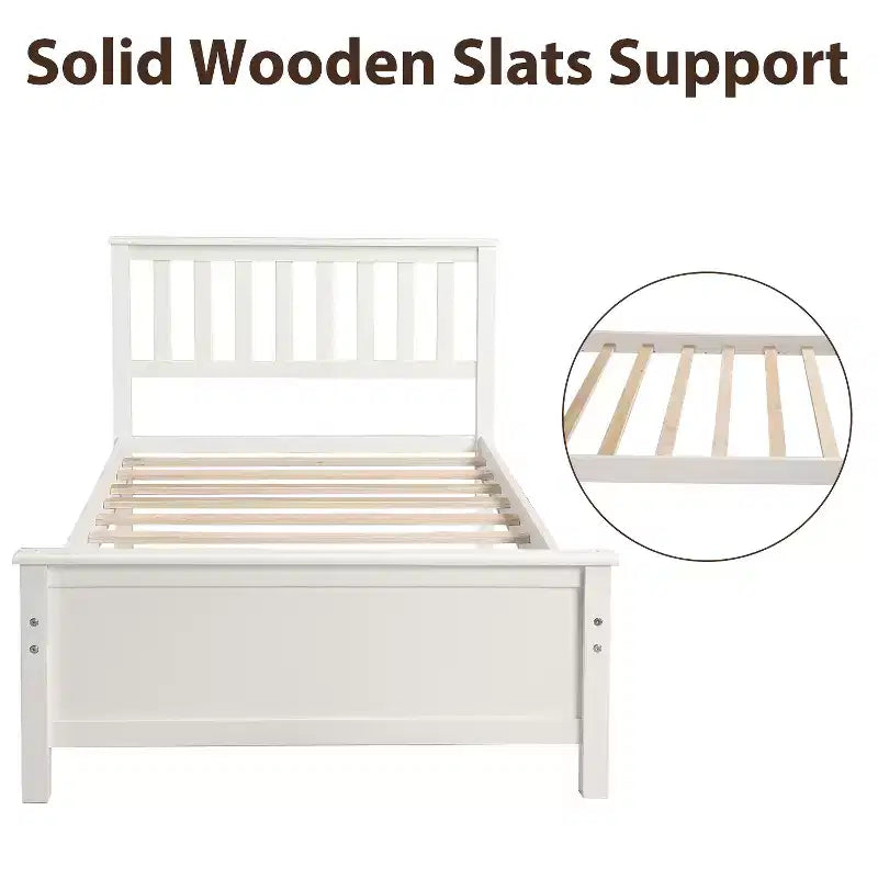 Lit plateforme en bois double avec tête et pied de lit