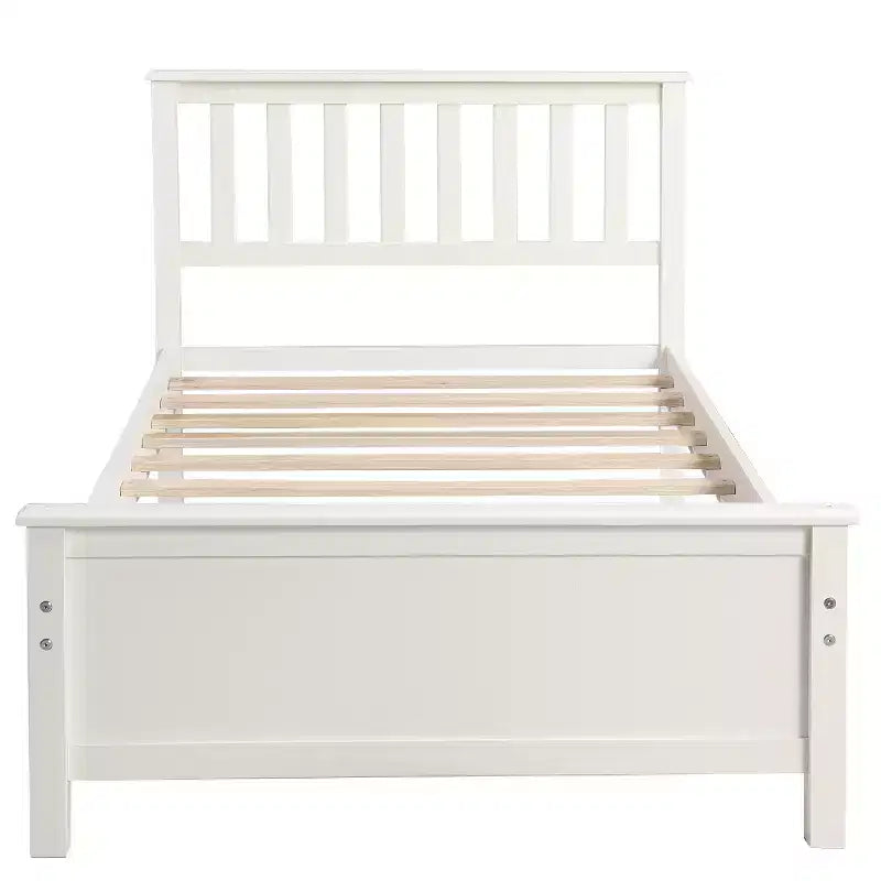 Lit plateforme en bois double avec tête et pied de lit