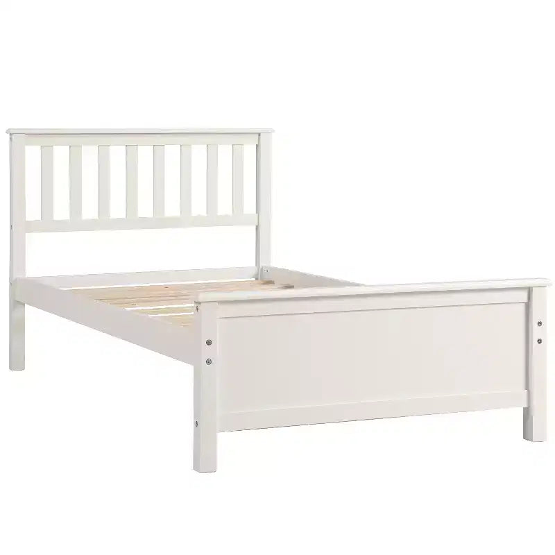 Lit plateforme en bois double avec tête et pied de lit