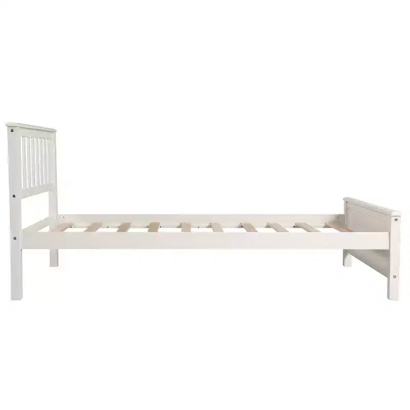 Lit plateforme en bois double avec tête et pied de lit